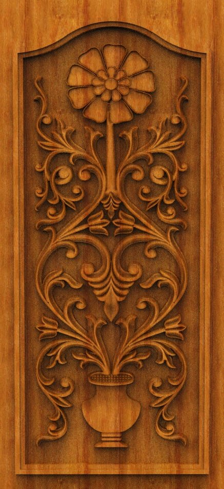 3D DOOR - OAK-44 Elegant Floral Vase Relief Carved Panel Design